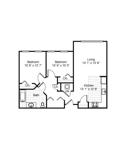 2 Beds floor plan