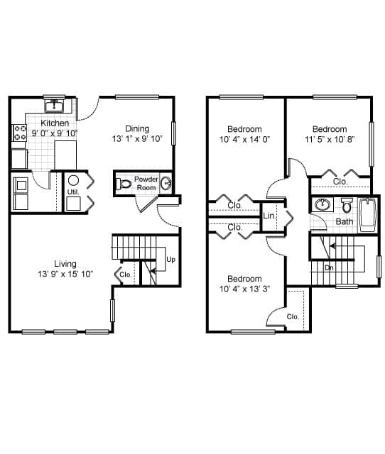 3 Beds floor plan